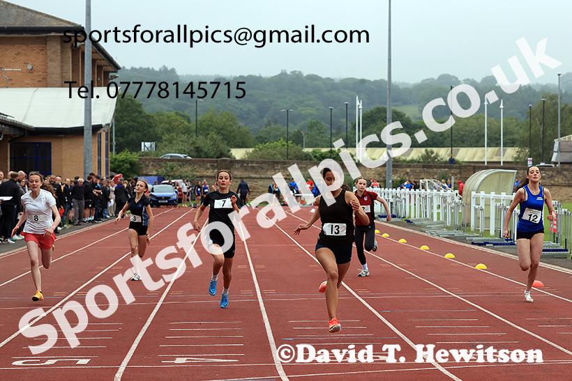 Girls 100 metres, 2025 Northumberland Schools Track and Fields, Wentworth, Hexham. Photo: David T. Hewitson/Sports for All Pics